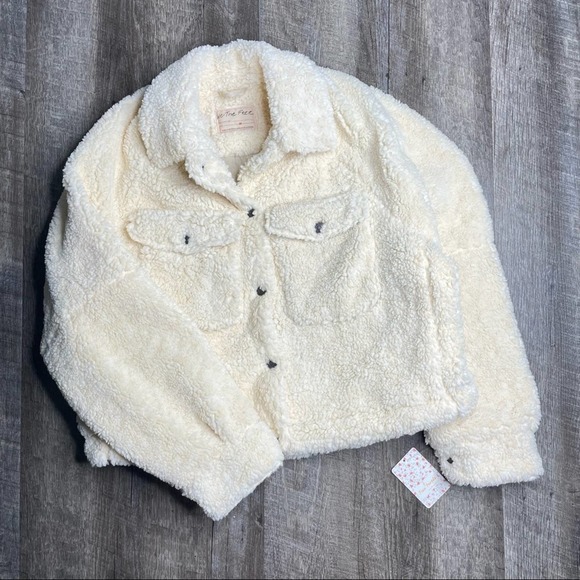 We The Free People Cream Teddy Swing Jacket NEW Size Medium - Picture 6 of 9